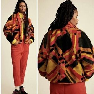 Free People Movement Sunset Plaid Hit The Slopes Fleece Jacket Medium